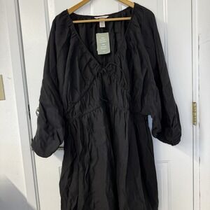 petite black tie dress Solid Sleeveless Prairie Dress main image 0